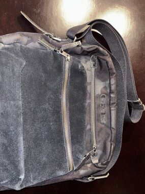 Men's TUMI Black Suede & Nylon Crossbody Bag